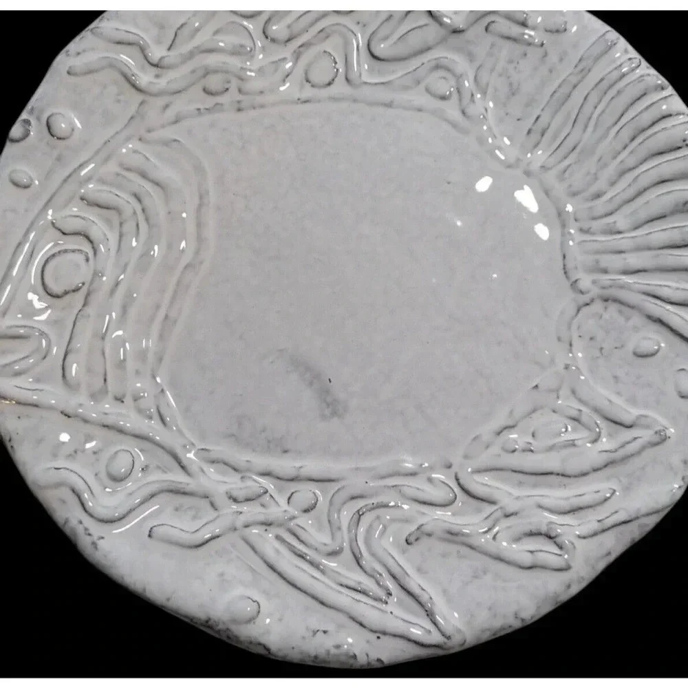 Adriano Tolomei Fortunata Arte Fish Plates Set of 7 NEW Made in Italy Ceramics
